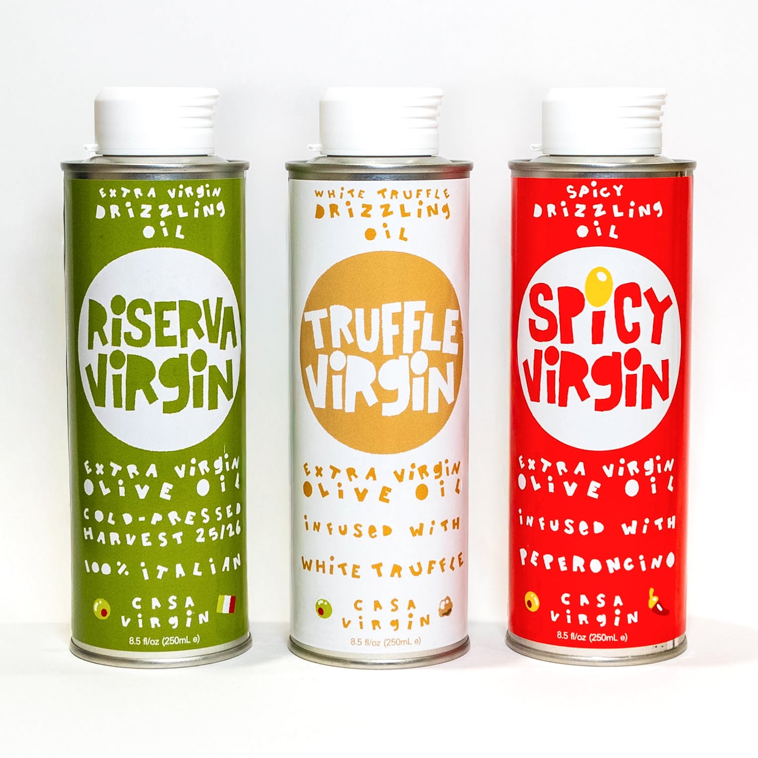 The Italian Trio — Spicy, Riserva & Truffle Drizzling Oils